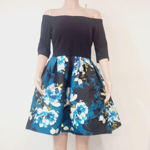 BESTY & ADAM Caipirinha Cocktail Blue & Black Mini Dress With Pockets Size 10
